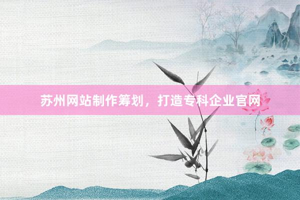 苏州网站制作筹划，打造专科企业官网